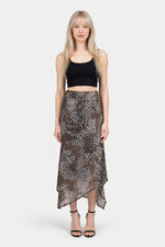 Leopard Print Mesh Maxi Skirt — front view