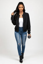 Plaid Zipper Jacket — Black
