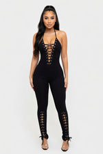 Halter Cut-Out Jumpsuit — front view
