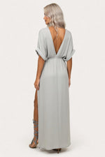 Deep V Midi Dress — back view