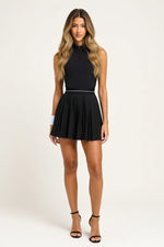 Half-Zip Tennis Dress — Black