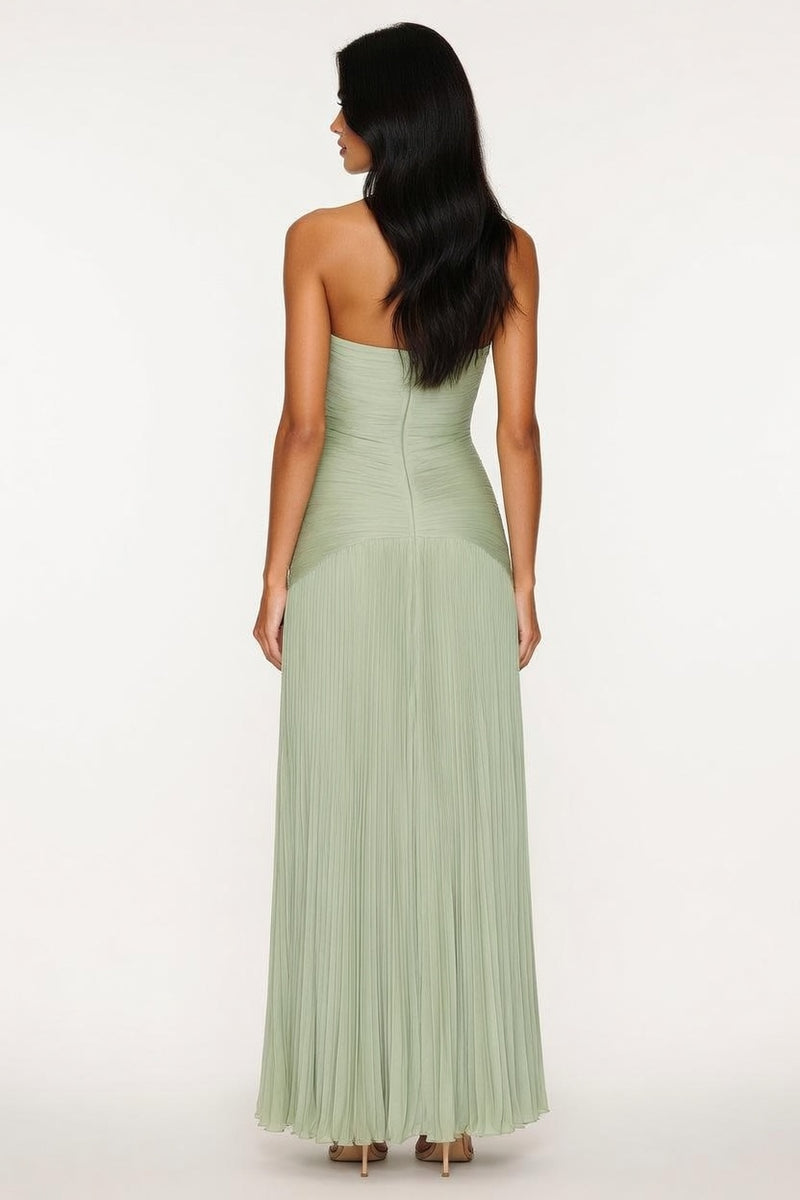 Striped Tube Top Pleated Dress — back view