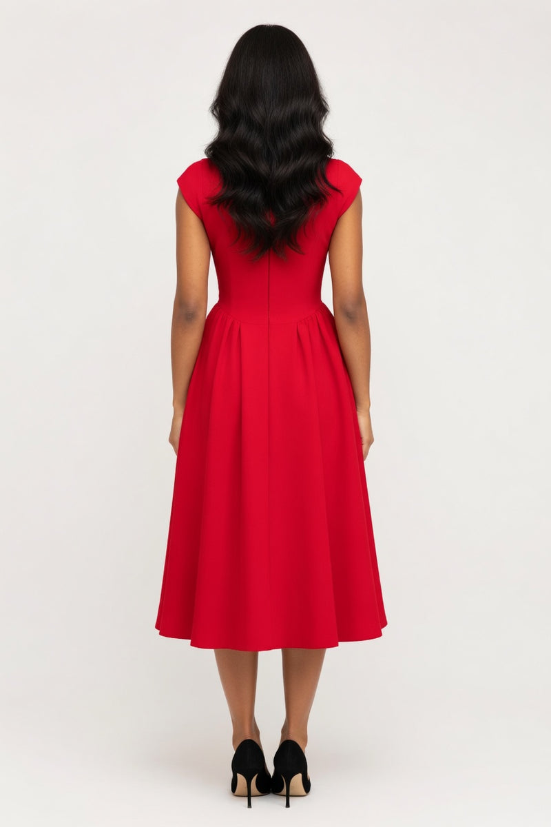 Round Neck Swing Dress — back view