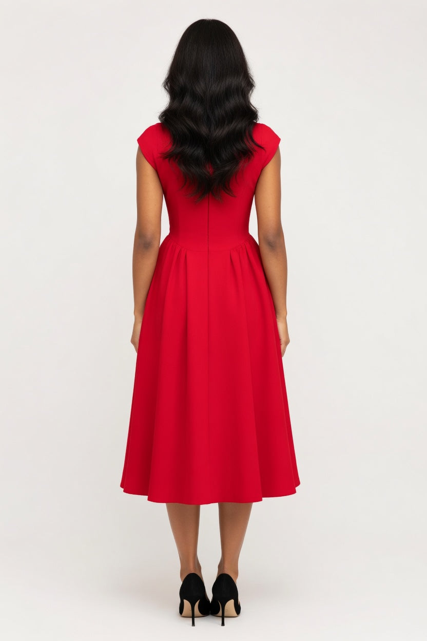 Round Neck Swing Dress — back view