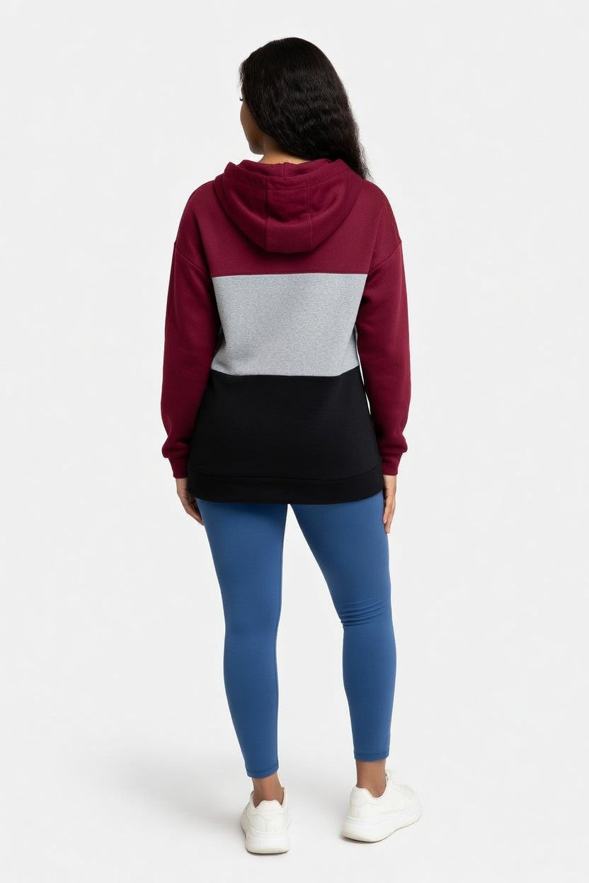 Button Detail Hooded Sweatshirt — back view