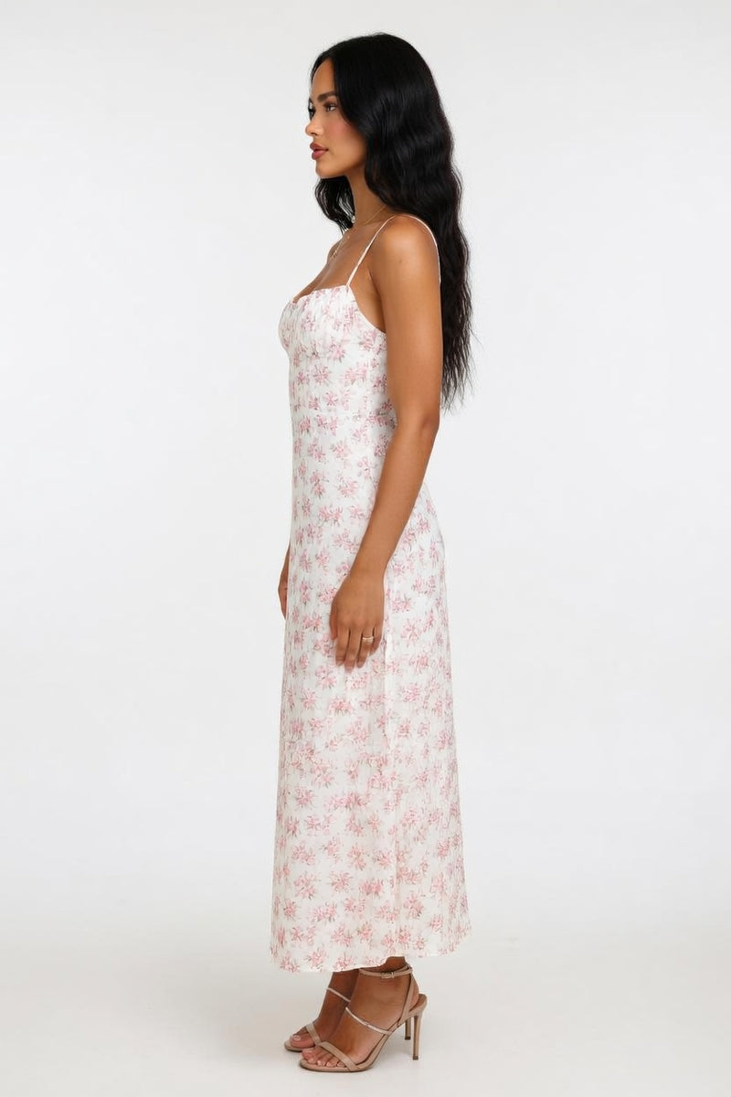 Floral Halter Swing Dress — side view
