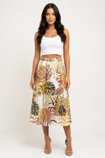 Leopard Print Elastic Waist Skirt — Brown