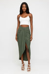 Draped Asymmetric Wrap Skirt