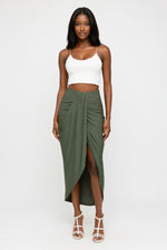 Draped Asymmetric Wrap Skirt — front view