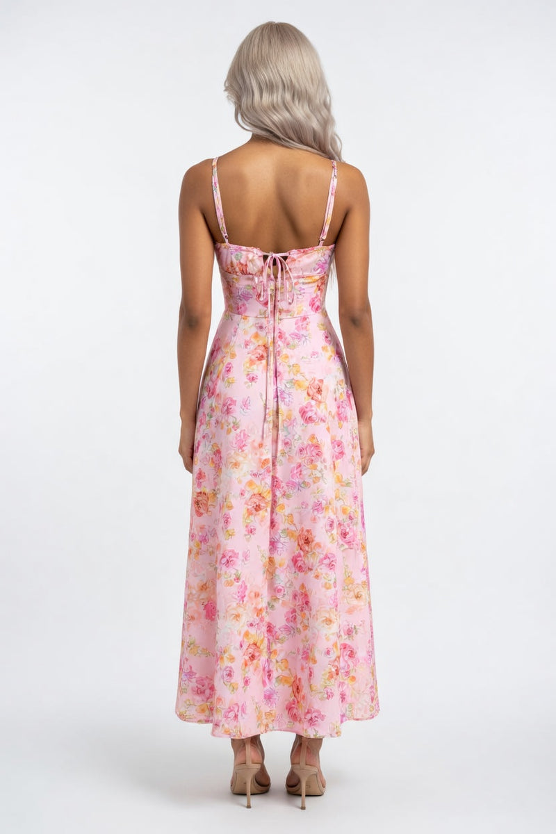 Cross-Back Print Maxi Dress — back view