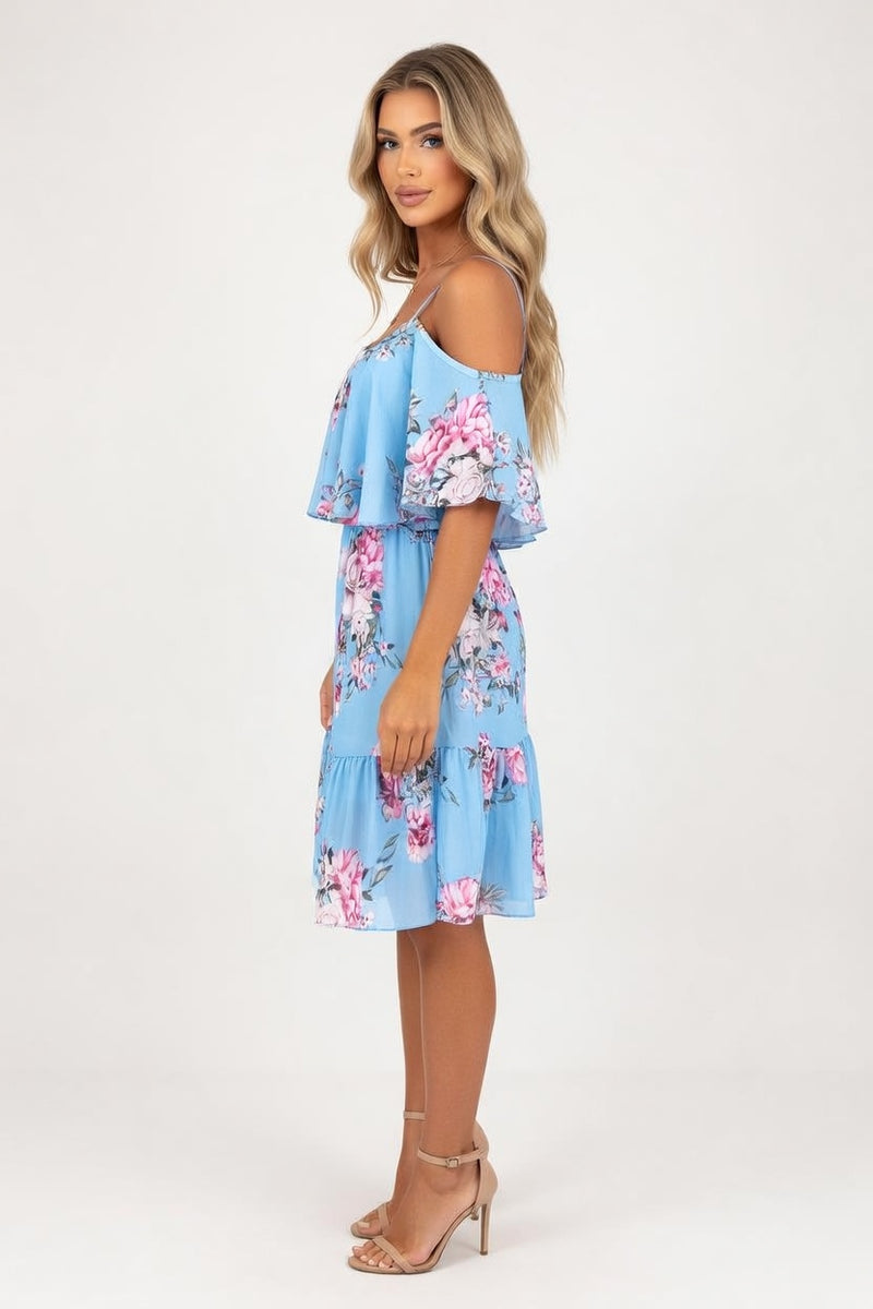 Off-Shoulder Chiffon Dress — side view