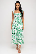 Printed Halter Maxi Dress — Green