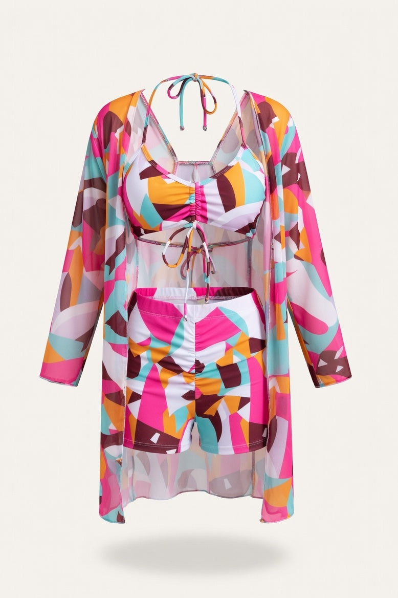 Mesh Three-Piece Swimwear Set — Pattern 15