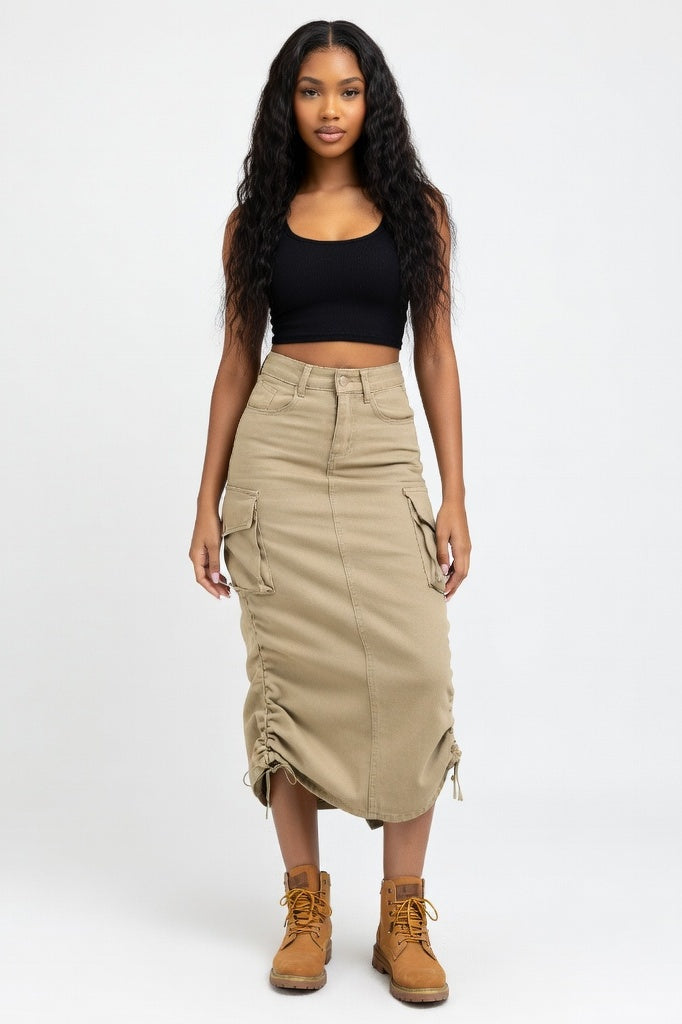 Denim Work Skirt — Light Khaki