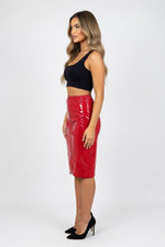 Glossy PU Leather Zip Mini Skirt — side view