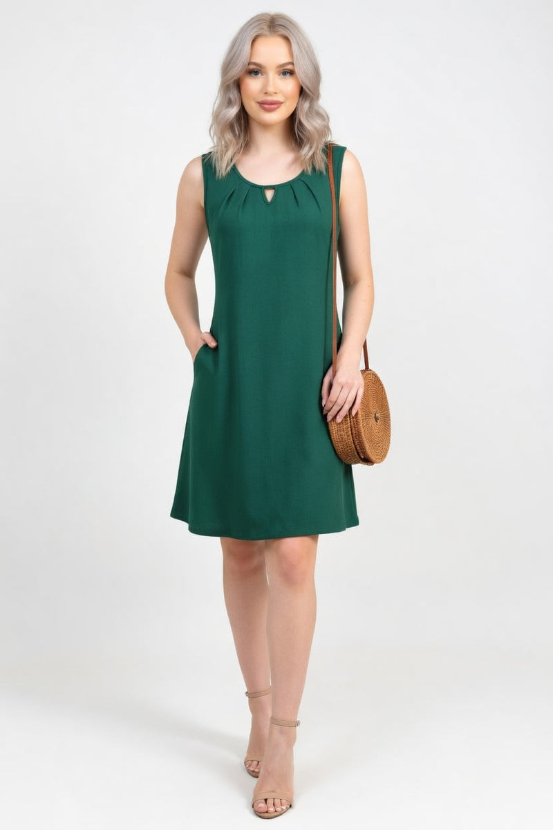 Pleated Pocket Dress — front view