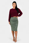 Suede Mini Skirt with Front Slit
