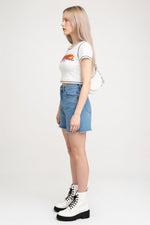 High Waist Denim Shorts — side view