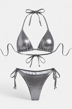 Lace-Up Bikini Set — Charcoal Grey