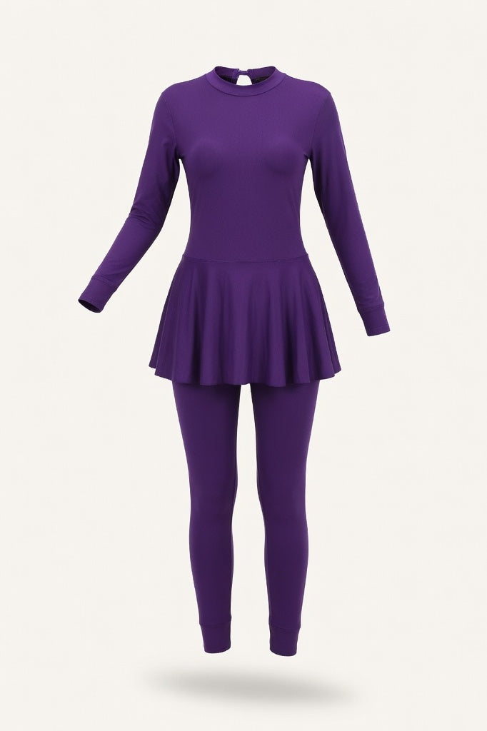 Long-Sleeve Swim Suit — Purple