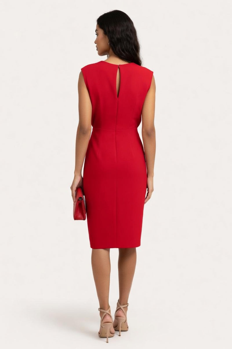 Satin Knot Detail Dress — back view