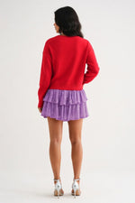 Sequined Pleated Mini Skirt — back view