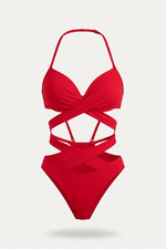High Waist Strappy Bikini Set — Red