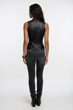 PU Backless Crop Vest — back view