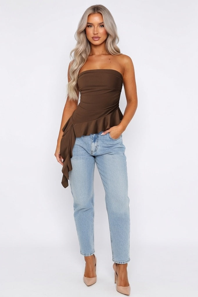 Tassel Tube Top — Coffee Brown