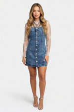 Distressed Denim Dress — front view