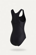 Shark Skin Texture Swimsuit — back view