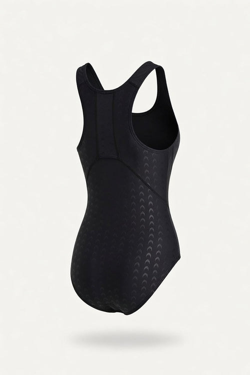 Shark Skin Texture Swimsuit — back view