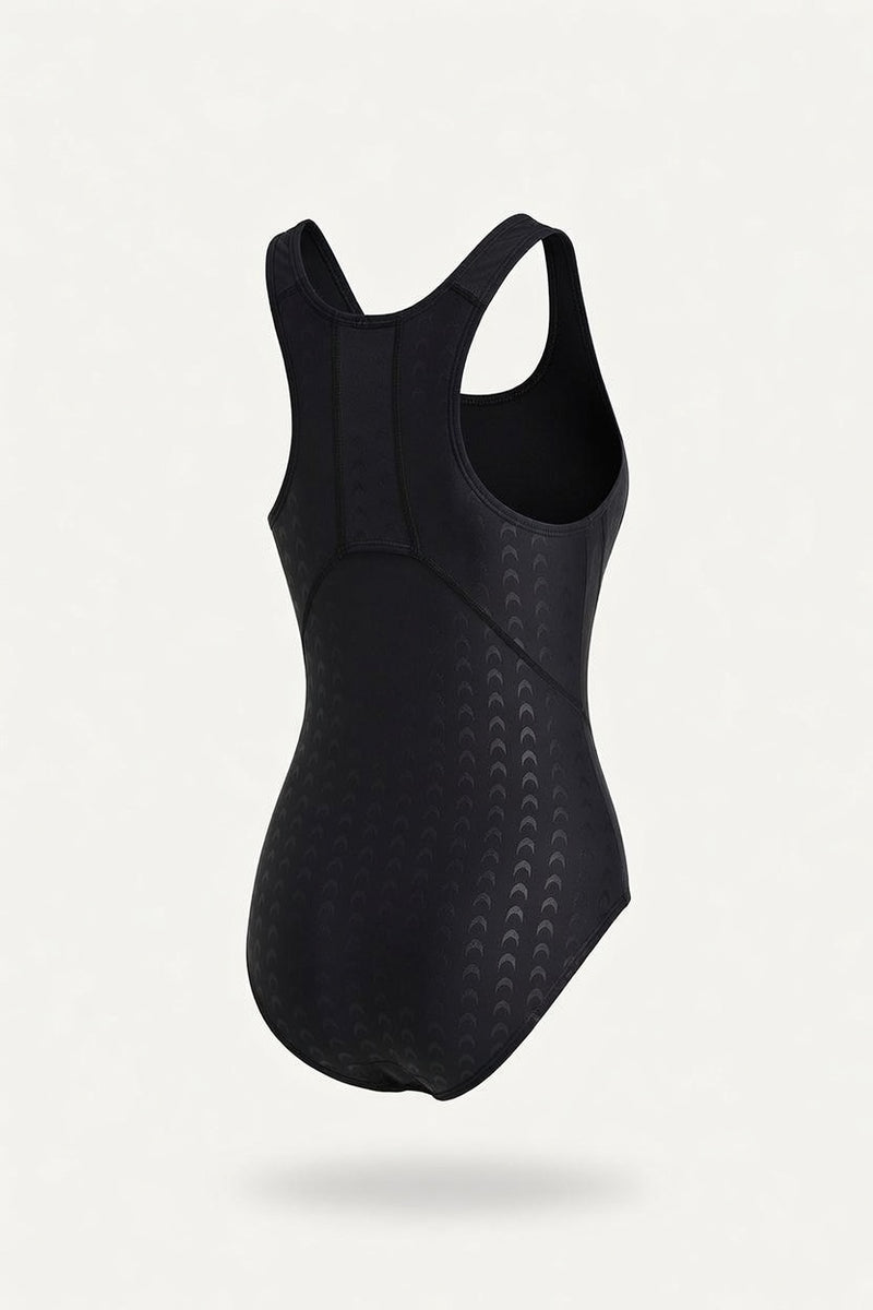 Shark Skin Texture Swimsuit — back view