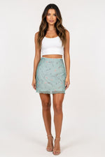 Printed Mesh Double Layer Mini Skirt — Green