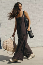 Off-Shoulder Column Dress — Coffee — colour variant
