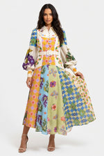 Printed Swing Dress with Lantern Sleeves — As Pictured