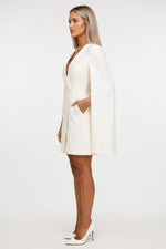 Cape Dress with Double-Breasted Detail — side view