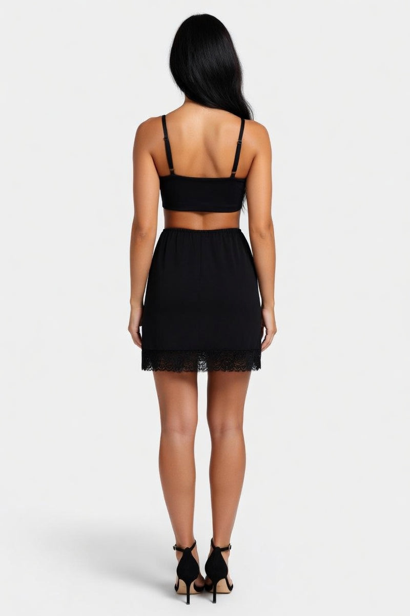 Lace Slit A-Line Skirt — back view