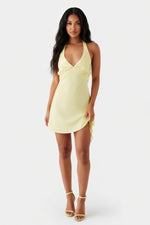 Satin Lace-Up Backless Dress — front view