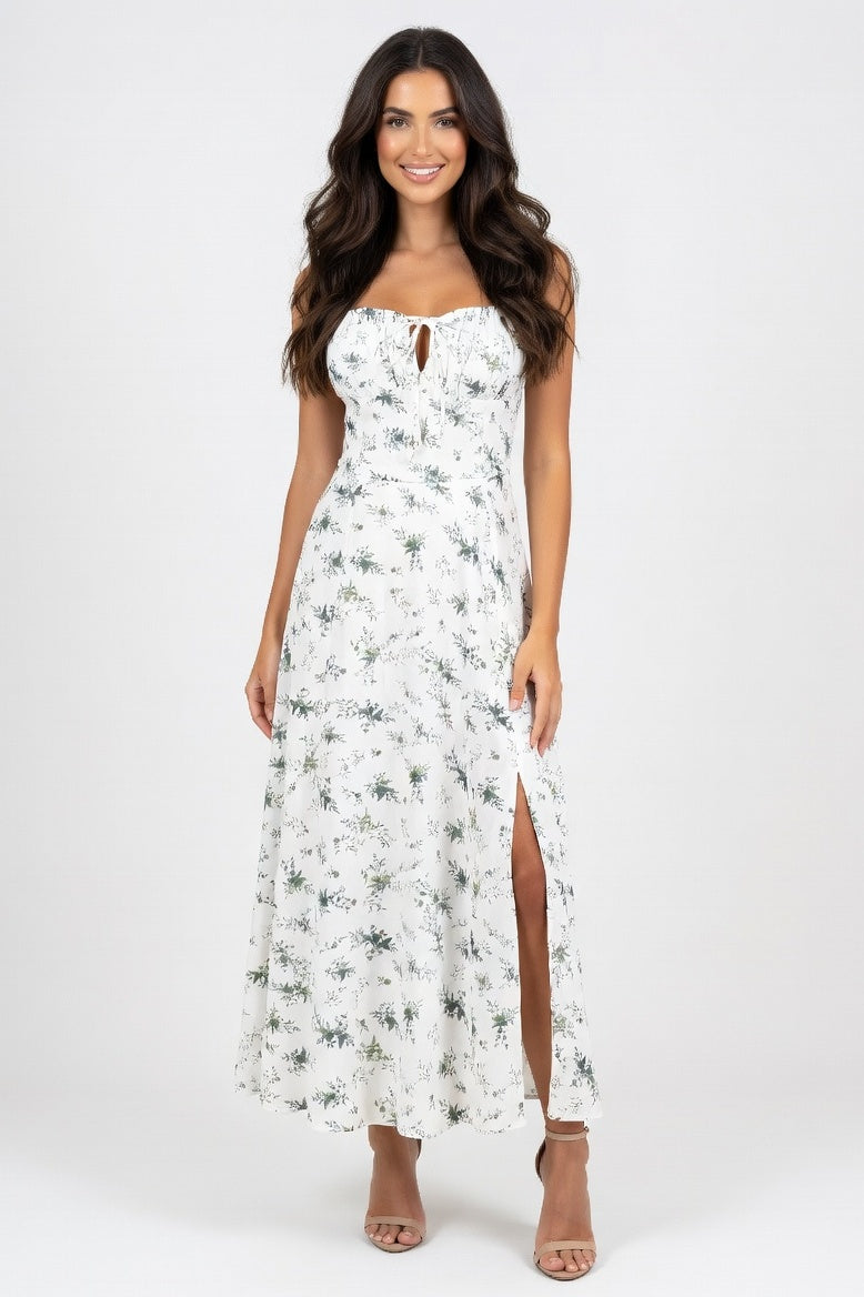 Halter Printed Midi Dress — Green