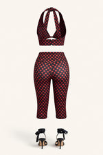 Polka Dot Halter Top Three-Piece Set — back view