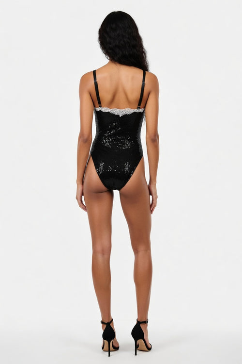 Sequined Halter Jumpsuit — back view