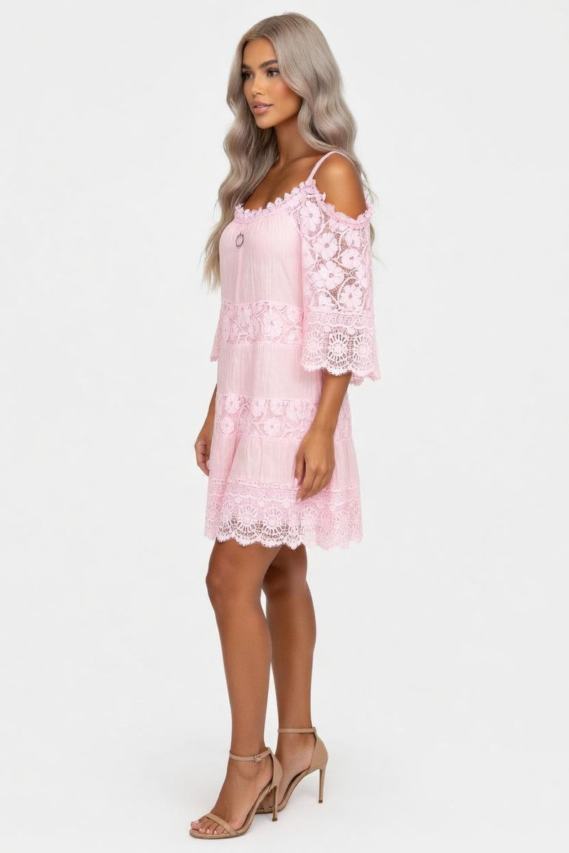 Lace Off-Shoulder Dress — side view