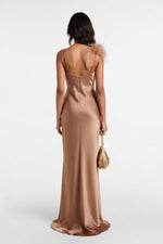 Backless Satin Wrap Dress — back view