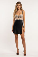 Lace Camisole with Steel Ring Detail — Black
