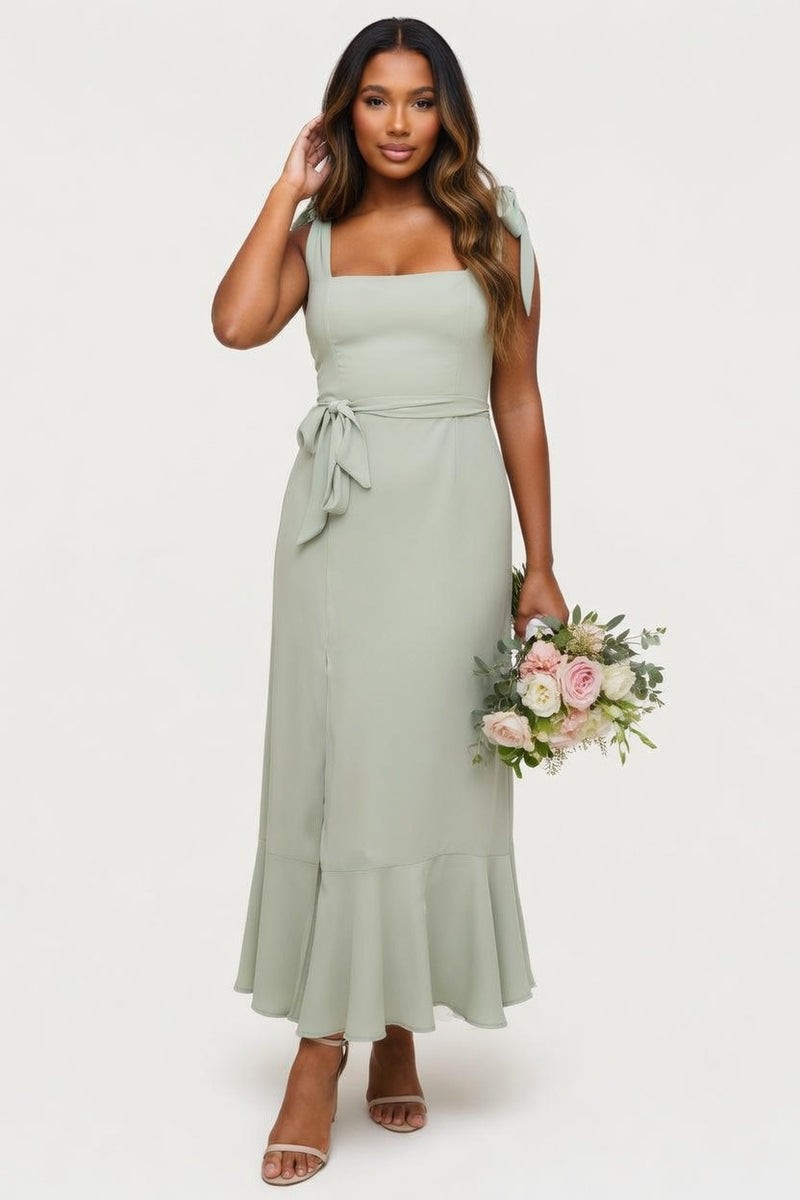 Lace-Up Ruffle Dress — front view