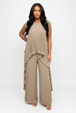 Tailored Top & Pleated Pants Co-ord — Apricot