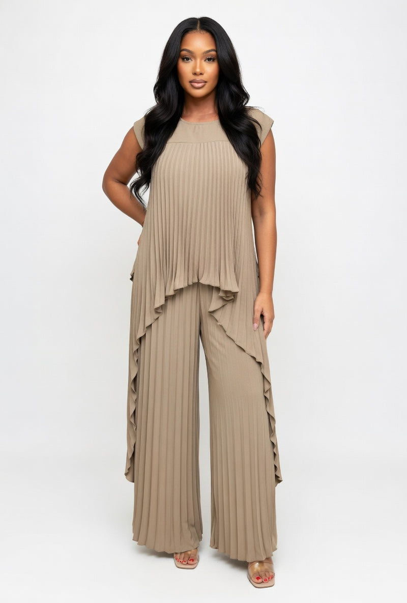 Tailored Top & Pleated Pants Co-ord — Apricot