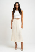 Pleated A-Line Skirt — Apricot