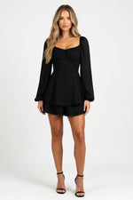 Ruffle Square Neck Jumpsuit — Black